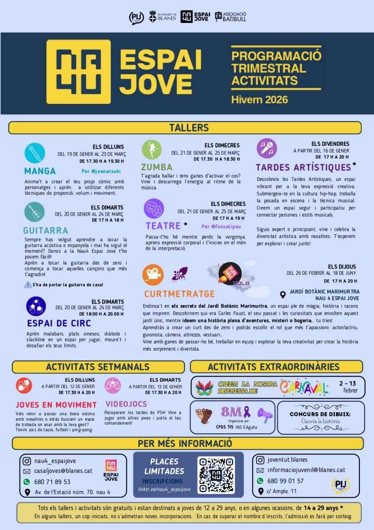 Programació Trimestral – Espai Jove
